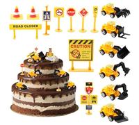 Yooyan 10 Pcs Digger Theme Cake Decorations Set, Small Toy Car Set for Kids Children Boys Girls - Gifts Presents for Age 3 4 5 6 Year Olds, for Construction Theme Baby Shower Birthday Party Supplies