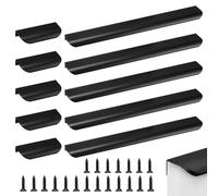 Yooyan 10 Piece Black Covered Wardrobe Handles, Aluminum Furniture Handles, Modern Kitchen Handles Drawer Handles Invisible for Wardrobe, Bedroom, Kitchen cabinets (Each of Five 80mm-300mm)