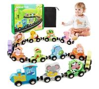 Yooyan 12 Pieces Montessori Toy, Magnetic Animal Wooden Train Wooden Toy with Numbers, Wooden Toy Baby Motor Skills Toy, Children's Toy, Animal Digital Train, for Educational Learning Toy