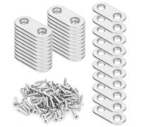 Yooyan Pack of 30 Flat Iron Perforated 16 x 76 mm Perforated Plate Metal Silver Metal Perforated Plates Flat Iron Perforated Connection Plates with Screws Metal Connector for Wood Furniture Tables