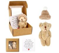 Yooyan Teddy Bear Small Pocket Hug Mini Soft Toys Small with Inspirational Card, Sympathy Gift for Christmas and Valentine's Day, Christmas Party Colleagues Girlfriend Gift