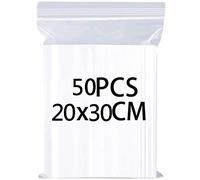 YOOYEH 20x30cm Grip Seal Ziplock Bags - Resealable Clear Plastic Storage Pouches for Jewelry, Drugs, Diamond Painting, Small Cookies and Sweets (50 PCS)