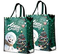 YOOYEH 50x40cm Christmas Tote Bag, Extra Large Reusable Grocery Bag with Handle, Present Bag, Shopping Bag for Holiday Xmas Event Party for Xmas Gift Delivering Shopping Green