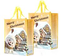YOOYEH 50x40cm Christmas Tote Bag, Extra Large Reusable Grocery Bag with Handle, Present Bag, Shopping Bag for Holiday Xmas Event Party for Xmas Gift Delivering Shopping
