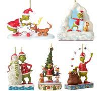 YOOYEH Grinch Christmas Ornament Decorations, 5PCS Stocking Cap Funny Santa Ornament Decorative Xmas Decor Ornaments Party Gifts (5pcs)