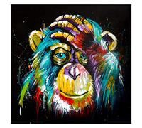 Yooyu Canvas Prints Watercolor Thinking Monkey Wall Art Abstract Animals Pop Art Paintings Wall Pictures for Kids Room Decor 30x30cm Frameless