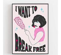 Yooyu I want to Break Free Art Canvas Printing Queen Music Album Poster Classic Picture Living Room Home Decor Gift 20x30cm Internal frame