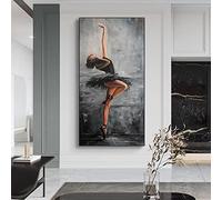 Yooyu Large Size Elegant Character Art Ballerina Canvas Painting Modern Wall Art Poster Print Living Room Wall Decor Picture 70x140cm(28x55in) with frame
