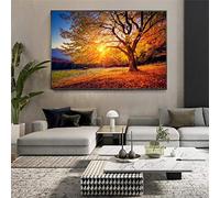 Yooyu Natural Sunset Scenery Canvas Art Posters And Prints Trees Canvas Paintings On the Wall Art Landscape Pictures Home Decor 60x125cm(24x49in) with frame