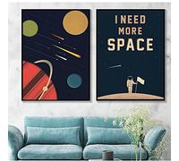 Yooyu Space Poster Wall Art Canvas Prints I Need More Space Science Art Canvas Painting Outer Space Planets Print Cosmos Poster 30x50cm(12x20in) X2 Frameless