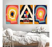 Yooyu Tame Impala At Glastonbury Gig Canvas Posters Retro Abstract Geometry Painting Colorful Head Wall Pictures Room Decor 30x42cmx3 Frameless