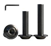 YOOZIYA 10 Pcs M6x55mm Bolts Flanged Button Head Socket Cap Screws,A2 304 Stainless Steel Allen Head Bolt Fully Threaded Allen Drive,Black Finish with Key for Repair,Industrial,Electronic