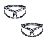 YOPADO Jockstrap Athletic Supporters for Men Hollow Out Sexy Thong Jock Strap Male Underwear Letter Print G-String Breathable Underpants (L-XL, 2 Pack-White)