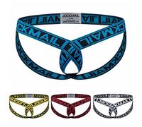 YOPADO Jockstrap Athletic Supporters for Men Hollow Out Sexy Thong Jock Strap Male Underwear Letter Print G-String Breathable Underpants (S-M, 4 Pack-mix Color)