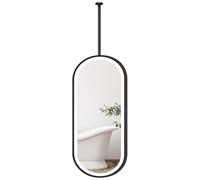 Yopappol Bathroom Mirror Ceiling Hanging Mirror, 3 Colors Lighted Makeup Vanity Mirror with Oval Metal Frame and Boom - Boom Customizable(40cmx60cm)