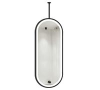 Yopappol Black Metal Frame Mirror with Lights, Ceiling Mounted Hanging Rod Mirrors - Boom Customizable, Light up Dressing Table Mirror for Bathroom/Bedroom/Living Room(40cmx60cm)