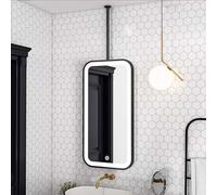 Yopappol Black Metal Framed Bathroom Mirror for Wall, Ceiling Hanging Mirrors LED Illuminated Vanity Mirror with 3-Colour Dimmable, Clear and Practical(50cmx70cm)