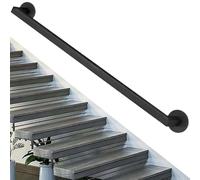 Yopappol Black Metal Heavy Duty Hand Rails for Stairs, 1m 1.5m 2m 2.5m 3m 3.5m 4m 5m 6m Wall Mounted Staircase Handrail Non-Slip Stair Railings for Home Garden Corridor Lofts(16.4ft/500cm)
