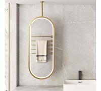 Yopappol Ceiling Hanging Oval Mirrors, LED Metal Framed Bathroom Vanity Mirror Living Room Entry Decorative Wall Mirror, Clear and Practical(50cmx70cm)