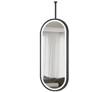 Yopappol Ceiling Hanging Rod Oval Mirror, LED Bathroom Mirror with Touch Button, Suspended Makeup Vanity Mirror for Home or Hotel, 3 Color Lighting Dimmable(40cmx70cm)