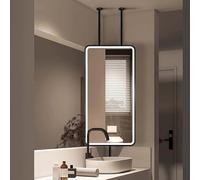 Yopappol Ceiling Mirror 40x60cm 50x70cm Rectangular Wall Mirror with LED Lighted Vanity Mirrors, Suspended Metal Frame Decorative Mirrors for Bathroom Living Room Home Decor(50cmx60cm)
