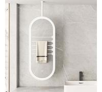 Yopappol Ceiling Mirror with Lights - Oval Bathroom Mirror Wall Vanity Shaving Mirrors - Metal Rod Suspended Decorative Mirrors for Living Room/Bedroom(40cmx70cm)