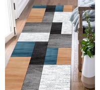 Yopappol Geometric Carpet Runner for Hallway 1m 1.5m 2m 2.5m 3m 3.5m 4m 4.5m 5m 5.5m 6m Extra Long Runner Rug - Gray Yellow Blue Floor Non-Slip Mats(60×400cm/2ft×13.1ft)