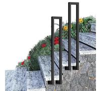 Yopappol Hand Rails for Outdoor Steps, Side Mounted Porch Garden U Shaped Handrails Black Wrought Iron Stair Railing Fits 3-Step Iron Rail, Villa Decorative Railings(95cm(2.1ft))