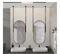 Yopappol Large Oval Mirror, Ceiling Hanging Mirror, Wall Mirror, Circle Mirror, Floating Bathroom Mirror, Decorative Metal Frame Mirror with Double Boom for Home or Hotel (Size : 50cmx70cm)
