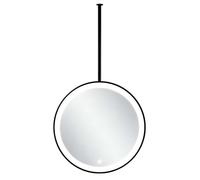 Yopappol LED Ceiling Hanging Mirrors with Lights, Dimmable Wall-mounted Vanity Mirror Decorative Suspended Mirrors for Bathroom Bedroom Living Room Cloakroom Entryway(Black,Diameter-60CM/23.6INCH)