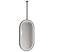 Yopappol LED Mirror for Bathroom Washroom, Oval Ceiling Hanging Mirror with Metal Frame and Boom, Wall Vanity Make-up Mirrors, HD, 3 Color Temperature(40cmx70cm)