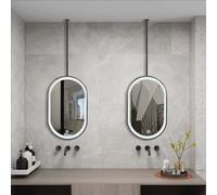 Yopappol LED Oval Bathroom Mirror Ceiling Mirrors, Black Metal Framed Lighted Mirror with 3 Color Modes, Wall-Mounted Vanity Makeup Mirror, Modern Design for Home or Hotel(40cmx70cm)