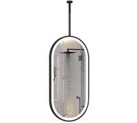 Yopappol Modern Oval Mirror for Ceiling Hanging Decor, 40x60cm 40x70cm 50x60cm 50x70cm LED Wall Vanity Bathroom Mirrors with Black Metal Framed(50cmx60cm)