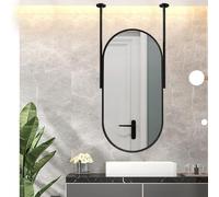 Yopappol Nordic Oval Ceiling Hanging Mirror, Wall Mounted Mirror with Metal Frame and Double Rods, Decorative Floating Makeup Mirrors for Bathroom, Bedroom, Dressing room (Size : 40cmx60cm)