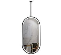 Yopappol Oval Bathroom Mirror with LED Lights, Ceiling Hanging Mirror for Vanity, Home or Hotel Decorative Lighting Mirrors, Suspended Shaving Mirrors(50cmx70cm)