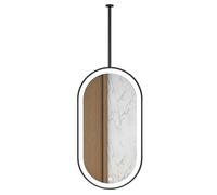 Yopappol Oval Ceiling Hanging Mirror, Bathroom Shaving Mirrors LED Wall Vanity Mirror with Black Metal Frame and Boom, Home or Hotel HD Decorative Mirrors(40cmx70cm)