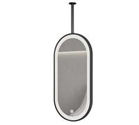 Yopappol Oval Ceiling Hanging Mirror, Wall Bathroom Mirror with LED Light & Metal Frame, Home or Hotel Illuminated Vanity Mirror - Boom Customizable(50cmx60cm)