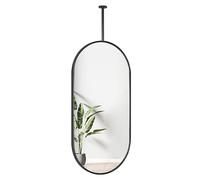 Yopappol Oval Ceiling Hanging Mirror with Black Metal Frame and Boom - Boom can be customized, Bathroom Decorative Mirror, Vanity Makeup Mirrors for Wall (Size : 40cmx60cm)