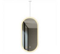 Yopappol Oval Ceiling Suspended Mirror, Modern White Ceiling Mounted LED Bathroom Mirror with Touch Button, Smart Vanity Makeup Mirrors for Hotel Bedroom, Entrance, Home Decoration(40cmx70cm)