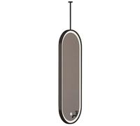 Yopappol Oval Mirror Ceiling Mounted Mirrors with LED Lights, Ceiling Hanging Rod Bathroom Mirrors for Home or Hotel Vanity Mirror - Customizable(50cmx60cm)
