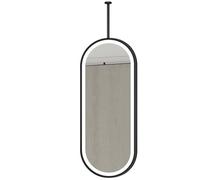 Yopappol Oval Suspended Mirror with LED Lights, Ceiling Mounted Bathroom Mirror, Illuminated Vanity Mirror for Living Room, Bedroom, Entryway, Black(50cmx60cm)