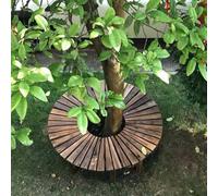 Yopappol Semi-circular Tree Seat Wrap Around - Solid Wood Garden Furniture Tree Bench - All-Weather Outdoor Patio Seating - Decorative Curved Bench Seating Chair(Round)