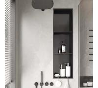 Yopappol Stainless Steel Shower Niche with Partition, Matte Black No Tiled Needed Alcove Organizer for Bathroom Wall Recessed Shower Shelf for Storage(120cmx28cmx12.5cm)
