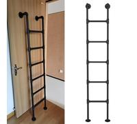 Yopappol Wall Mounted Attic Loft Ladder Black Interior Bunk Bed Ladder Metal Iron Fire Escape Ladder for Dorm,Library,Warehouse,Deck,RV,Boat, 330LBS Load(250cm/98in)