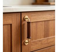 Yopappol Wardrobe Door Handles, for Furniture Kitchen Cupboard Door Drawer | Straight Cylindrical Handle, Solid Wood Texture, Comfortable Grip, Sturdy And Durable(25.6cm(10.08 in))