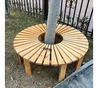 Yopappol Wooden Garden Bench, Outdoor Benches Weatherproof Durable Slatted Seat, Semi-circular Wrap Around Tree Bench for Patio Park Backyard, Front Porch(Round)