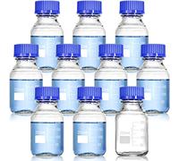 Yopay 10 Pack Media Storage Bottles with GL45 Blue Screw Cap, 250ml Reusable Glass Bottle, Round Scientific Glass Container for Labs, Classrooms or Home Use