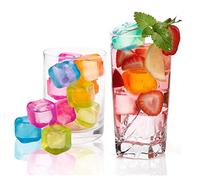 Yopay 200 Pieces Reusable Ice Cubes, 2.5cm Plastic Squares for Drinks, Whiskey, Wine or Beer, Keep Your Drink Cold Longer, Refreezable, Washable, Assorted Color