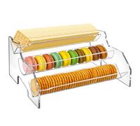 Yopay 3 Tier Acrylic Macaron Display Tray, Clear Cracker Trays for Serving, 11 Inch Biscuit Cracker Holder Stand for Wedding Home Party Events
