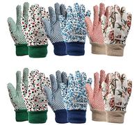 Yopay 6 Pairs Gardening Gloves for Women, Soft Jersey Garden Glove, Rubbuer Dots Cotton Working Gloves for Men, Planting, Seeding, Fishing, Restoration Work, 3 Colors